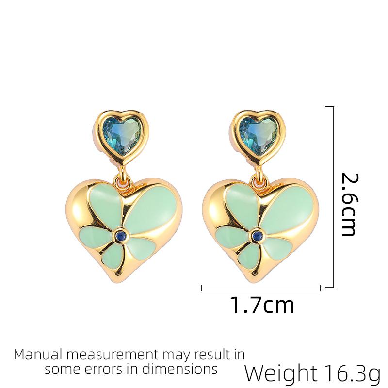 SUYU New French Vintage Fashion Flower Design Colorful Love Women's Light Luxury Earrings for Daily Wearing Festival Gifts