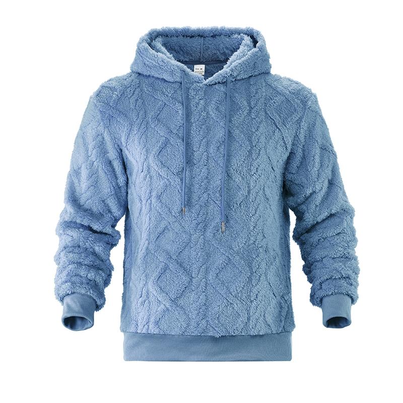Felpa con cappuccio da uomo in pile per autunno inverno con coulisse, polsini a costine, manica lunga, pullover caldo, tinta unita, casual quotidiano, vestibilità ampia, felpa outerwear