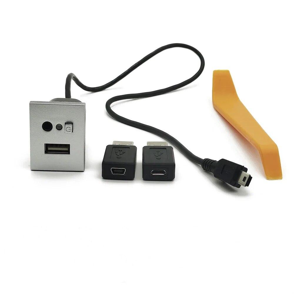 

1 шт. автомобильный входной адаптер AUX/USB мини-кабель USB-слот интерфейсный переключатель для Ford Focus 2 mk2 2009 2010 2011 аксессуары серебряный