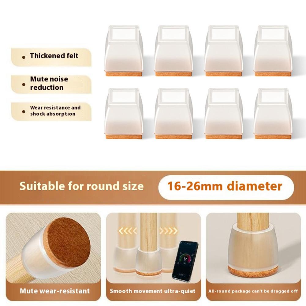 8Pcs Chair Leg Caps Noise Reducing Furniture Feet Protectors for 16-26mm Legs Anti-Slip Square Pad
