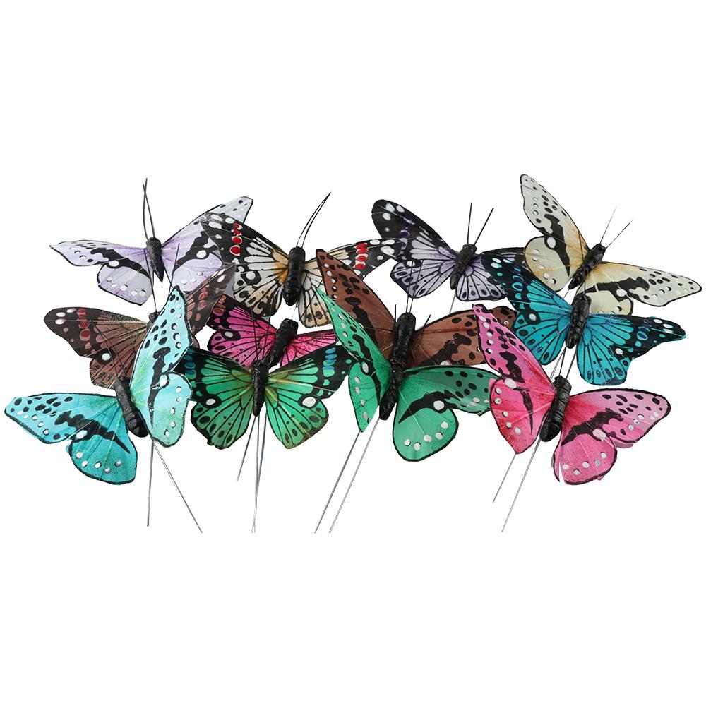 

12 шт. Набор украшений из перьевых бабочек 12 шт. Набор из перьевых бабочек 3D цветочные композиции