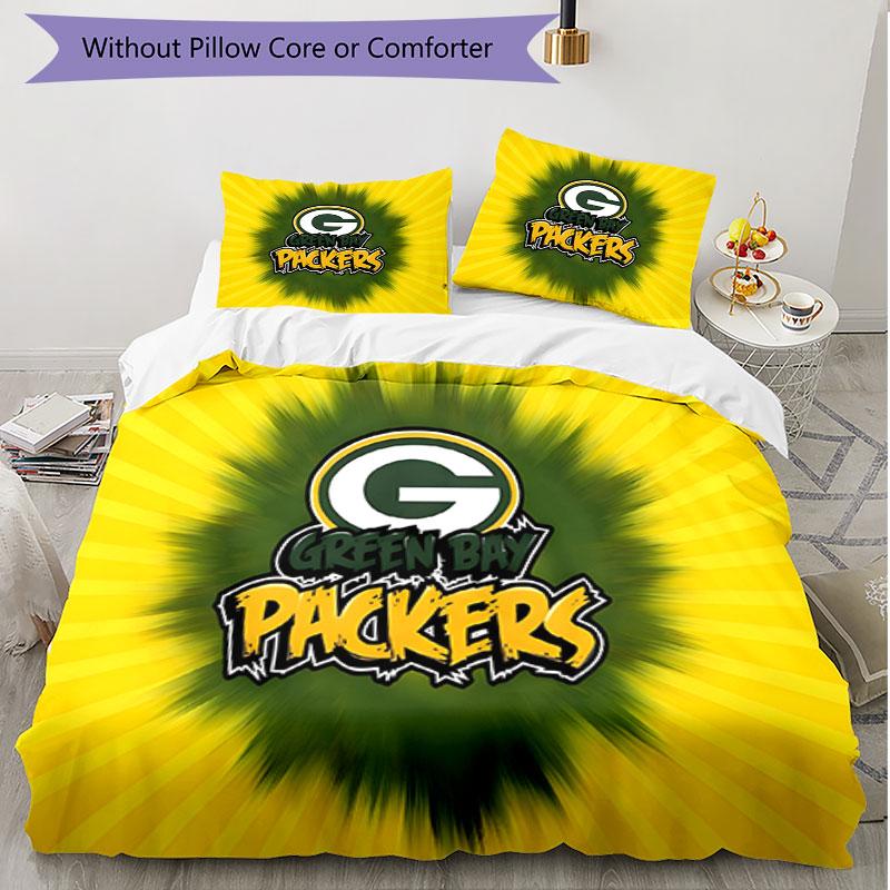3pcs Duvet Cover Set (1*Duvet Cover + 2*Pillowcase, Without Core), Green Bay Packers Print Soft All‑Season Bedding Set, Home Bedroom Decor Gift