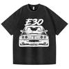 Retro Vasket Vintage T-skjorte E30 Bil 100% Bomull T-skjorte Fleece Tykk Varm Dame Herre Hip Hop Trykket Rund hals T-skjorte