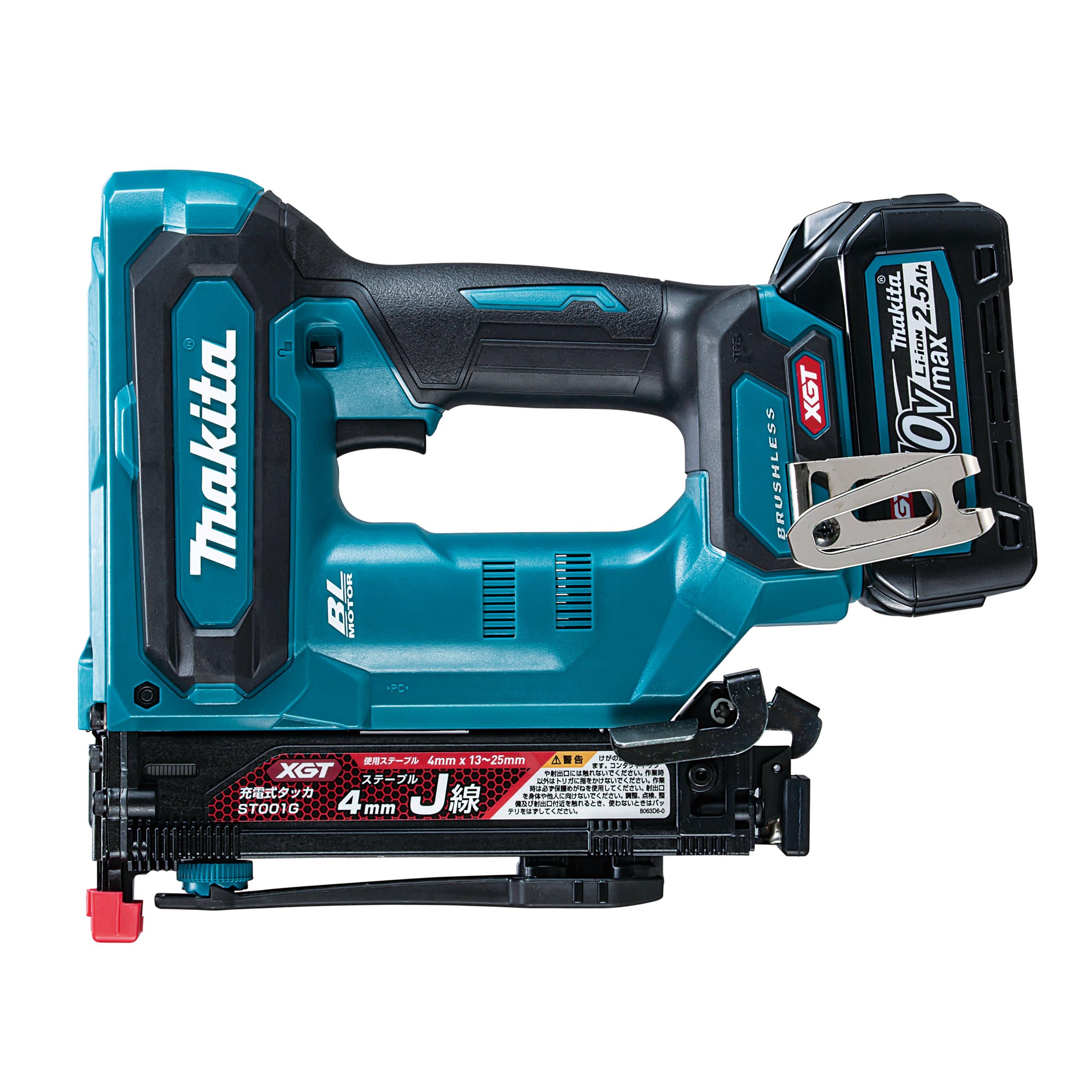 

Makita 4mm Rechargeable 40V max with 2 and ST001GRDX Tacker, 2.5Ah, Batteries, Charger, Case, синій