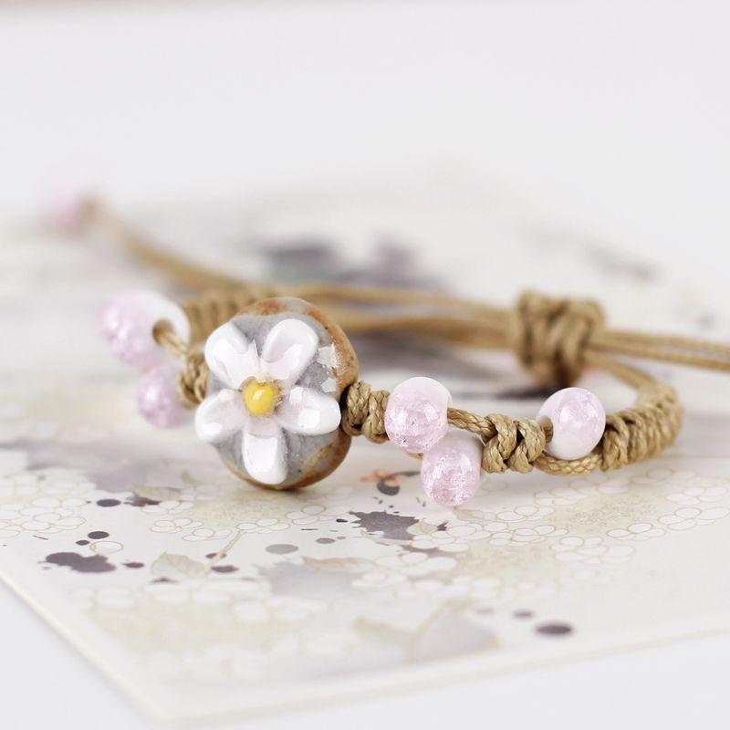 Broken Bridge Ceramic Floral Handmade Bracelet - Women's Fashion Jewelry