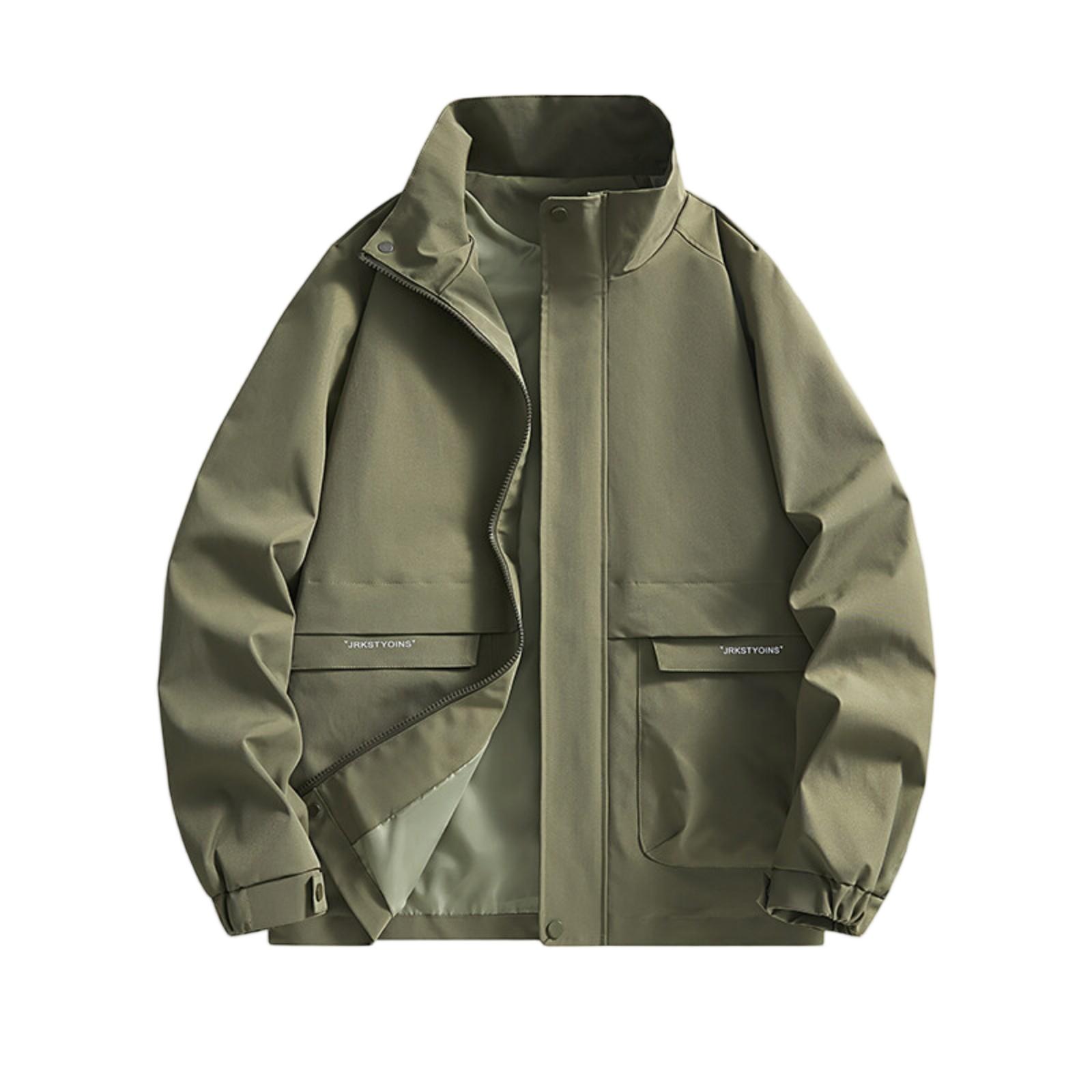 

New Zipper Casual Coat Loose Collar Big Pocket Jacket Large Size Fashion Leisure Outdoor Sports Coat XXXL