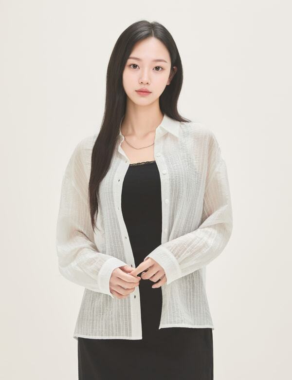 ROEM Re All Day See-Through Stripe Shirt (Rmywg26R12) Rmywg37R17