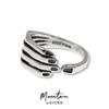 Adjustable Open Ring Men Women Geometric Hand Shape Design Plated Vintage Style Statement Jewelry