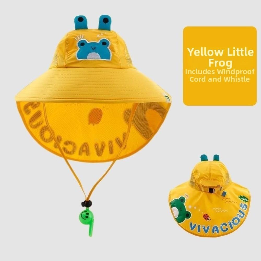 

Neck Ear Cover Sun Shade Hat Cute Frog Pattern Wide Brim Children Cap Kid Summer Hat Outdoor Use жовтий