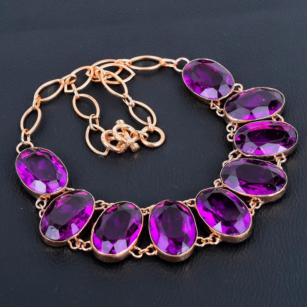 Pink Amethyst Gemstone Jewelry, Handmade Copper Necklace, Gorgeous Oval Shape Women Jewelry For Women