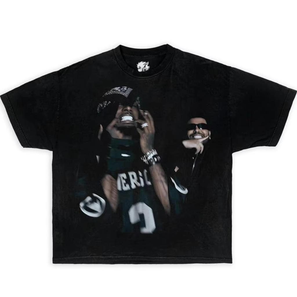 Playboi Carti X The Weeknd Oversized T Shirt Y2K Streetwear Graphic Rap Tee Opium Style Loose Fit Tour Shirt