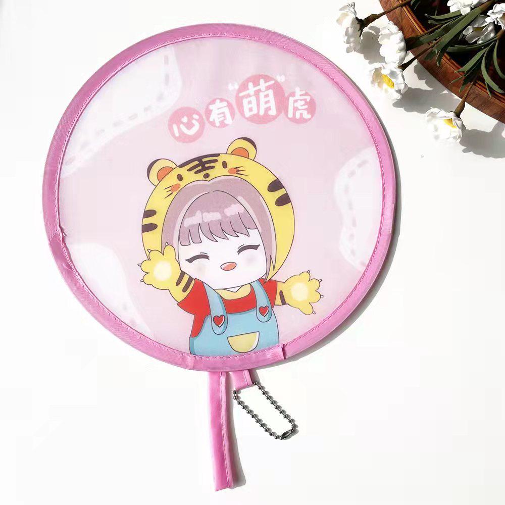 Mini Cartoon Folding Fan: Japanese Round Handheld Portable Fan for Students