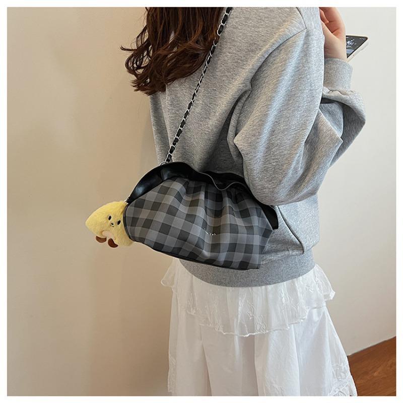 Lotus Leaf Design Cloud Bag Niche Pleated Chain Bag Clip Single Shoulder Messenger Bag Underarm Bag