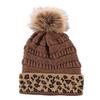 New Rolled Up Thickened Warm Knitted Cap  Winter Woolen Cap  Leopard Print Fashionable Pile Cap