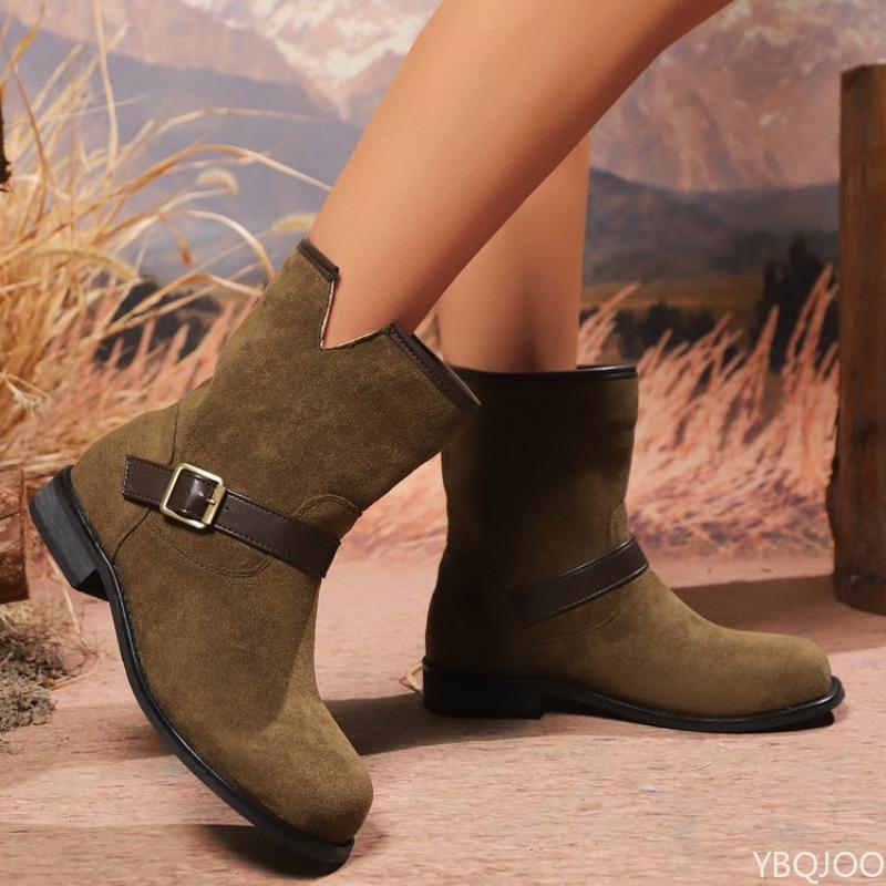New Autumn Winter Fashionable Versatile Square Heel Round Toe Women's Boots Elegant Simple Comfortable Women's Short Boots