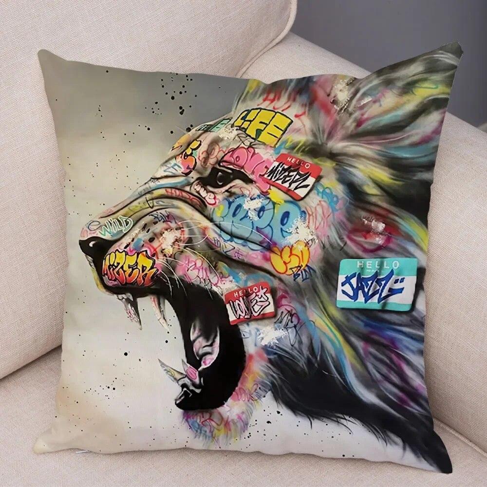 Home Decor Abstract Street Art Animal Cushion Cover Graffiti Gamepad Sofa