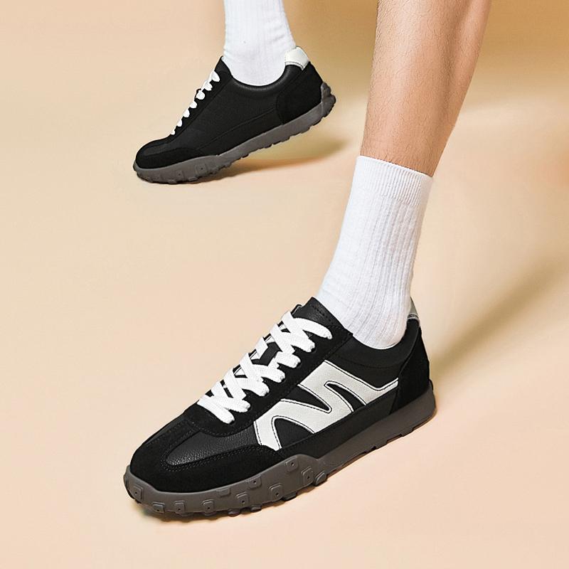 Fashion Vintage Genuine Leather Male Casual Shoes Lace Up All-match Male Flat Walking Shoes Luxury Men Trainers Designer Men Sneakers