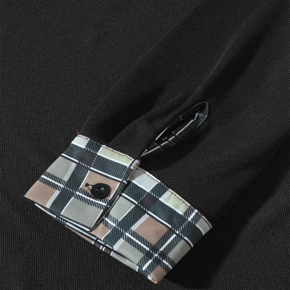 Men's Outdoor Breathable Turn-Down Collar Polo Shirt Male Breathable Casual Long Sleeve Plaid Pullover