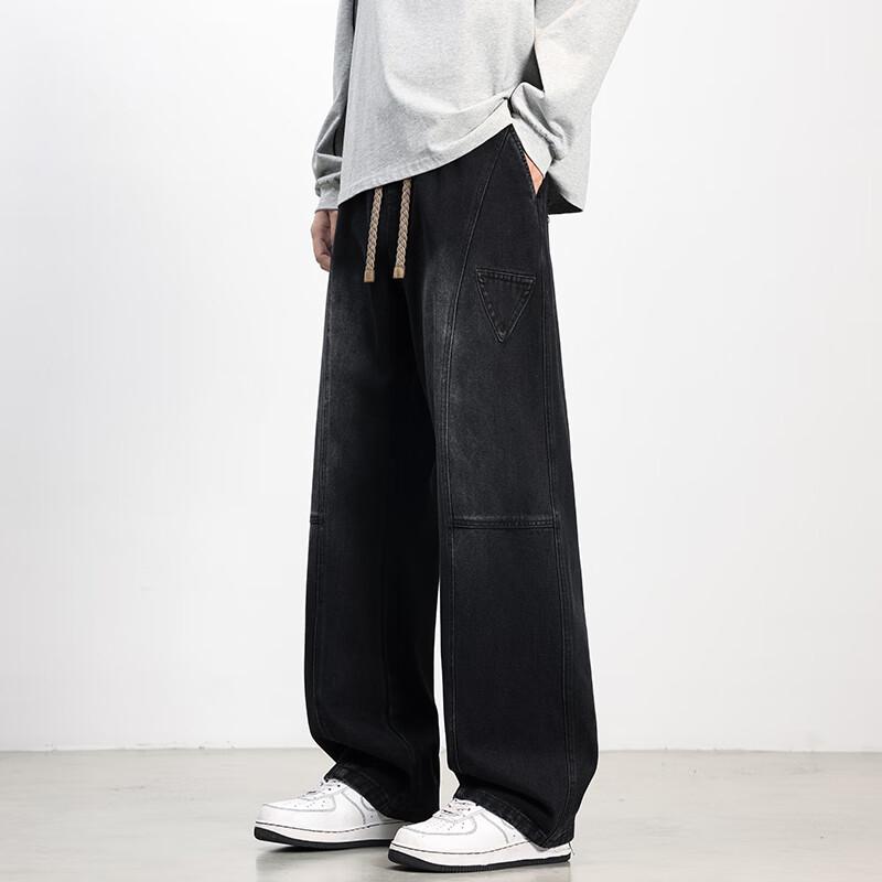 Men's Retro Loose Fit Straight Wide-Leg Cargo Jeans