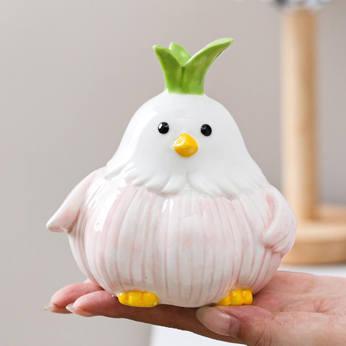 Creative Garlic Bird Ceramic Tea Pet, Office Cute Ashtray, Living Room Desktop Decoration Items, Toy Ornaments Home Accessories