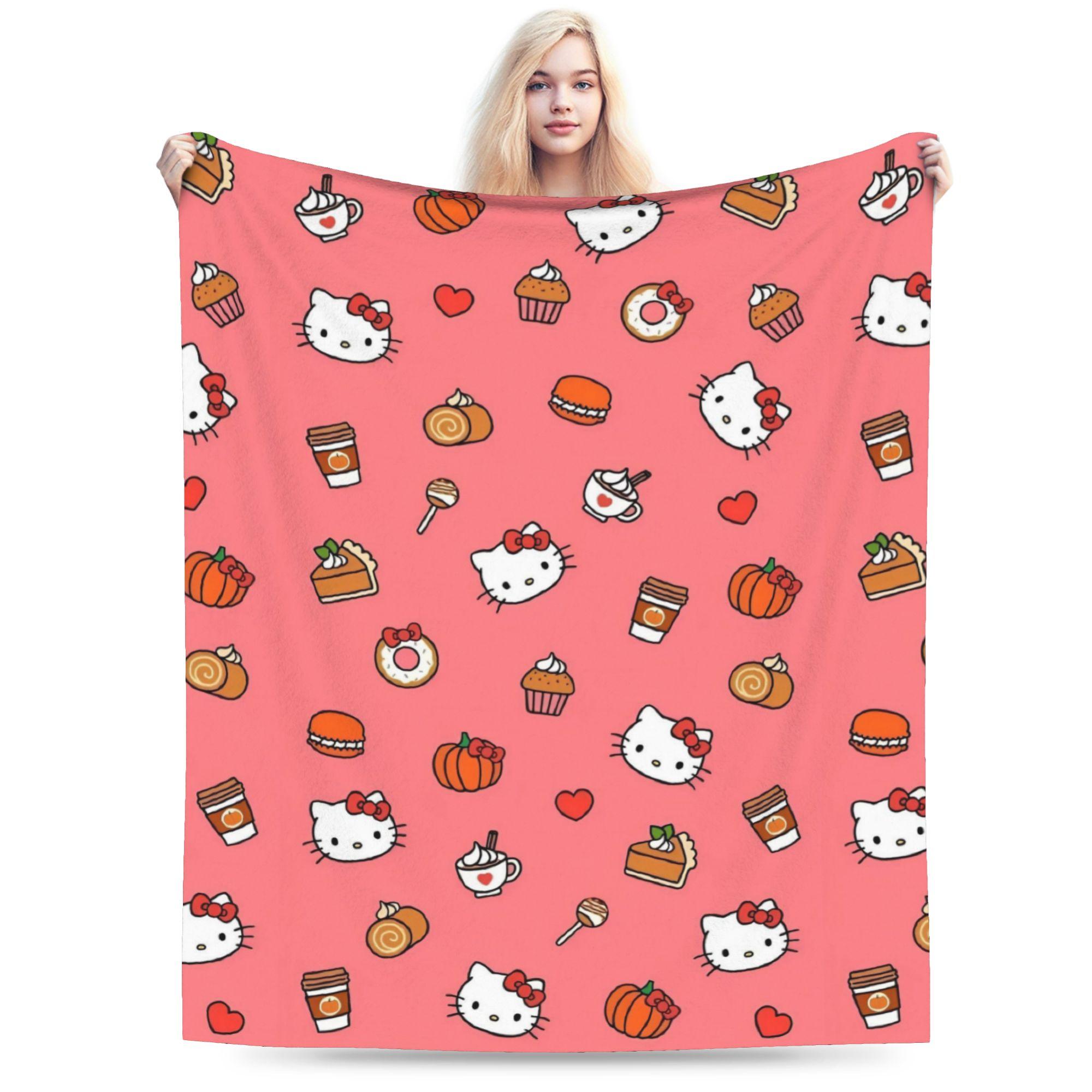 

Hello Kitty Blankets Cute Cartoon Wool Funny Warm Throw Blankets for Bedding Lounge Textile Decor 130x150cm