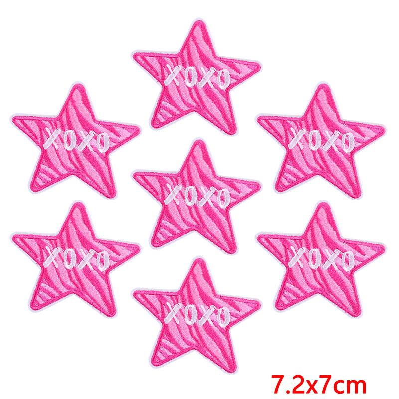 10PCS Wholesale Pink Bow Crown Lips Embroidery Patches For Clothing DIY Thermoadhesive Patches On Clothes Iron On Patch Backpack