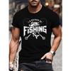 European Sizes Men's Summer T-shirt, Phrase I D RATHER BE FISHING Graphic Print Short Sleeve Tees Trend Casual Tops for Daily Life