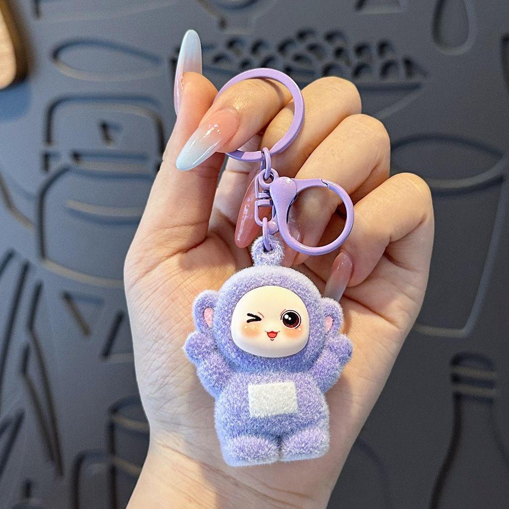 Flocking Baby Cartoon Antenna Keychain DIY Pendant Gift with Book Packaging