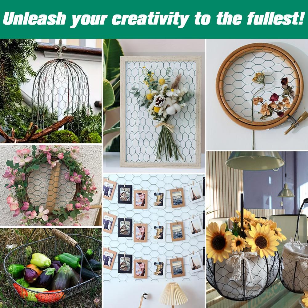 Chicken Wire 39.37x1200in Hexagonal Mesh Poultry Wire Netting PVC-Coated Garden Fence Barrier Chicken Wire Fence Netting