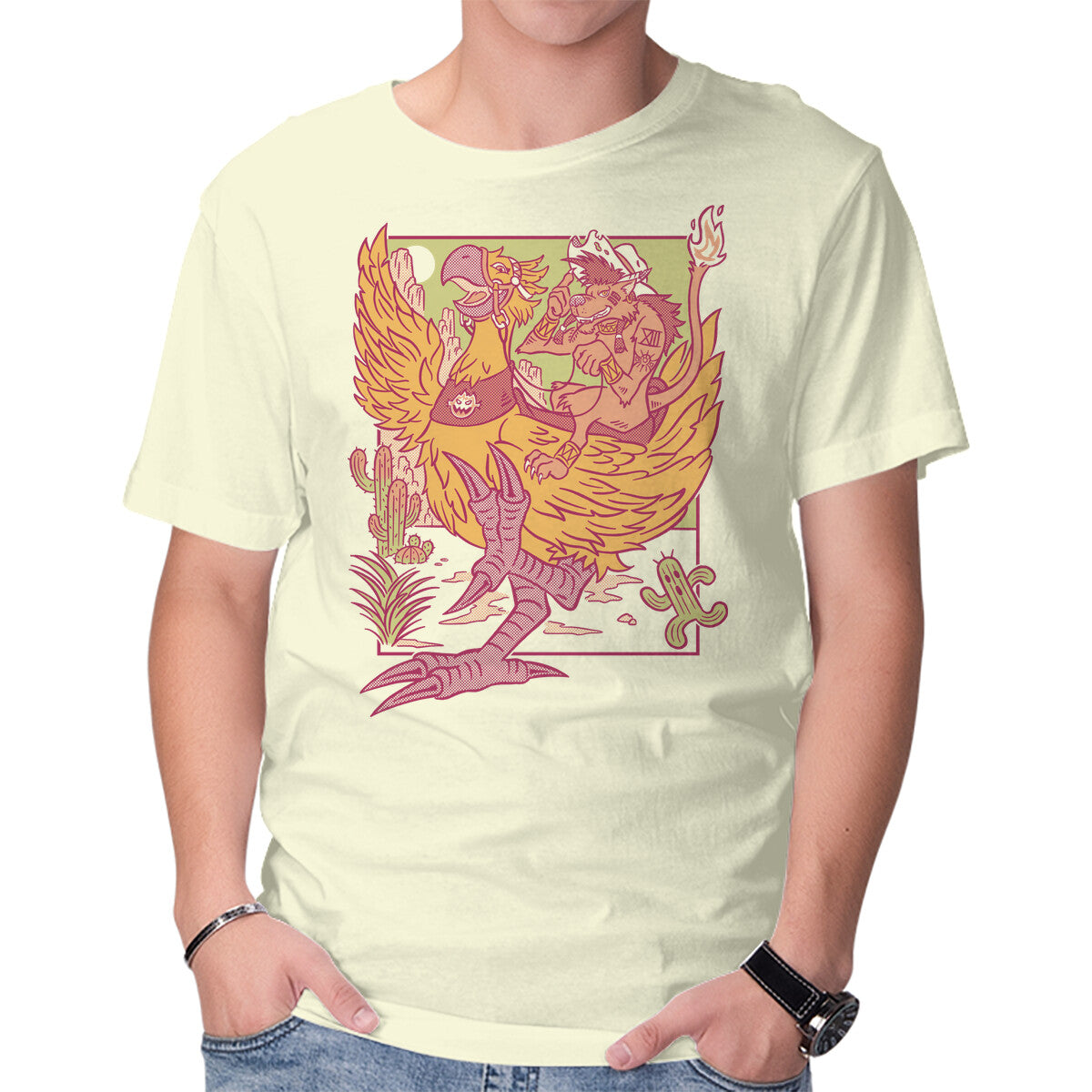 Unisex Crew Neck T-Shirt Canyon Rider Graphic Short Sleeve Casual Tee L