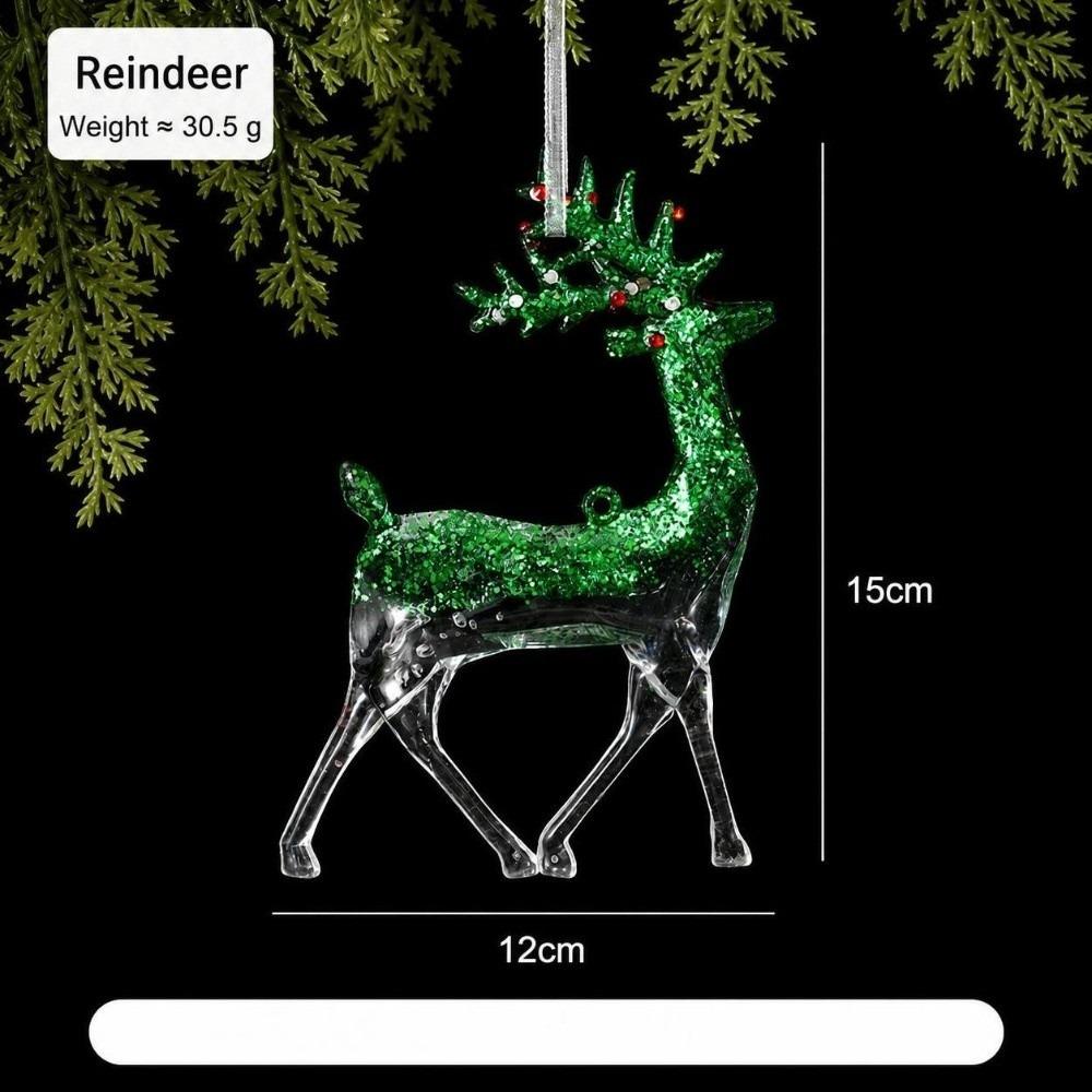 Semi-Green Christmas Snowflake Ornament Glitter Dust Finish Snowflake Shape Snowflake Hanging Ornament Transparent Hanging Style