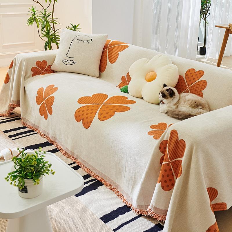 Chenille Four-leaf Clover Sofa Cover Cloth Four-season All-in-one Sofa Cover Sofa Blanket Anti-cat Scratch Sofa Towel