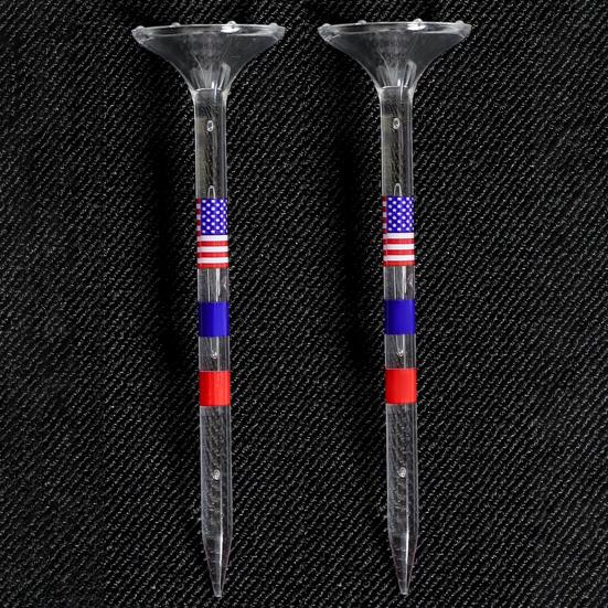 10Pcs Unbreakable Acrylic Golf Tees American Flag Design High Strength Big Cup 8