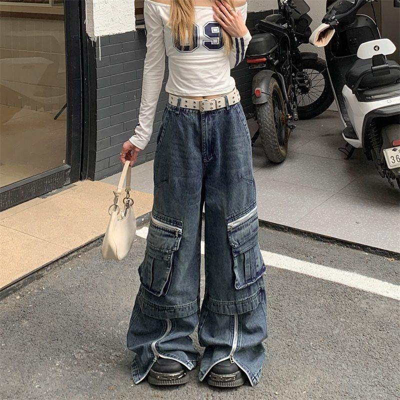 Simic American Retro Heavy-duty Multi-pocket Jeans High Street Hip-hop Trendy Overalls Men's and Women's Wide-leg Pants
