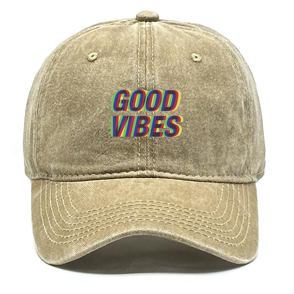 Unisex Baseball Caps "GOOD VIBES" Trucker Cap Casual Fashion Adjustable Baseball Hat Ideal Choice For Gifts One Size Fits All