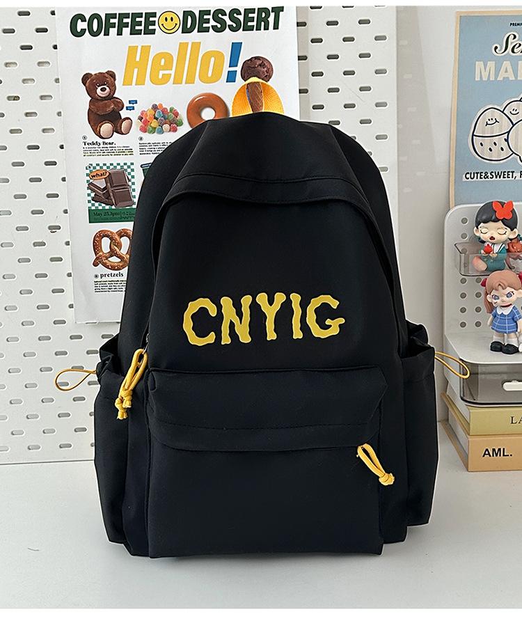School Bag for Girls, Junior High and High School Students, Japanese Vintage Large Capacity Letter Casual Student Backpack, Lightweight and Versatile