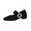 Fashion Warm Fleece 3CM Women Mary Jane Shoes Fashion Crystal Buckle 2025 Spring Wedding Party Female Shoes