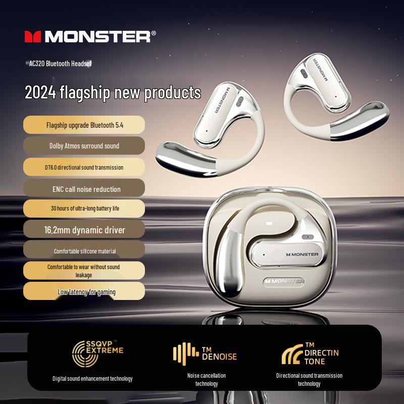 

Бездротові навушники Monster AC320 Bluetooth з кістковою провідністю Bluetooth Headphones білий