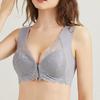 Damen-BH, Push-Up-Verschluss vorne, Spitze, breiter Schultergurt, einfarbig, Stützbrust, nahtlos