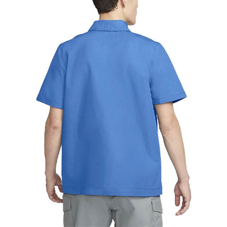Nike Half-Zip Solid Short Sleeve Polo Shirt Men Tops Blue DM5284-407
