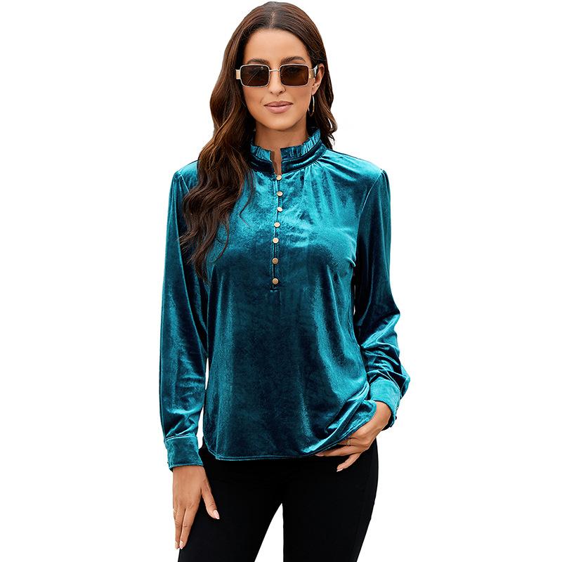 

YYFS Жіноча Мода Повсякденні Весна Осінь Однотонний Принт Довгий Рукав Половина Водолазки Блузки та Сорочки L