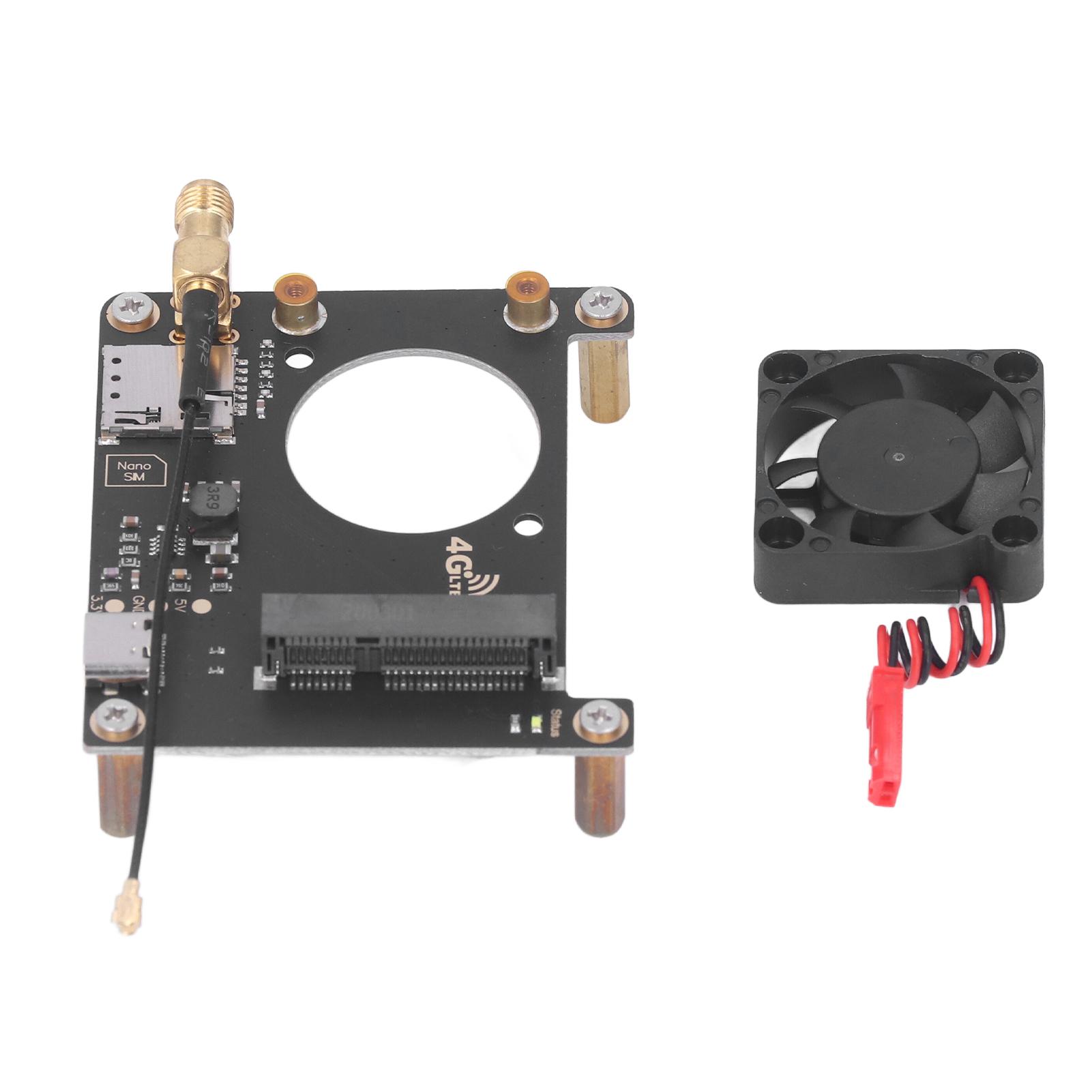 

LTE 4G 3G Expansion Board Data Transmission HAT Module with Cooling Fan for Raspberry Pi 4B 3B