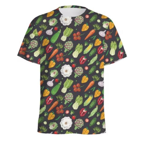 Summer 3D Vegetable Printed Casual Comfortable Fashionable Plus Size T-shirt- Soft Medium Elastic Polyester Fiber Fabric Summer Loose Casual Wear