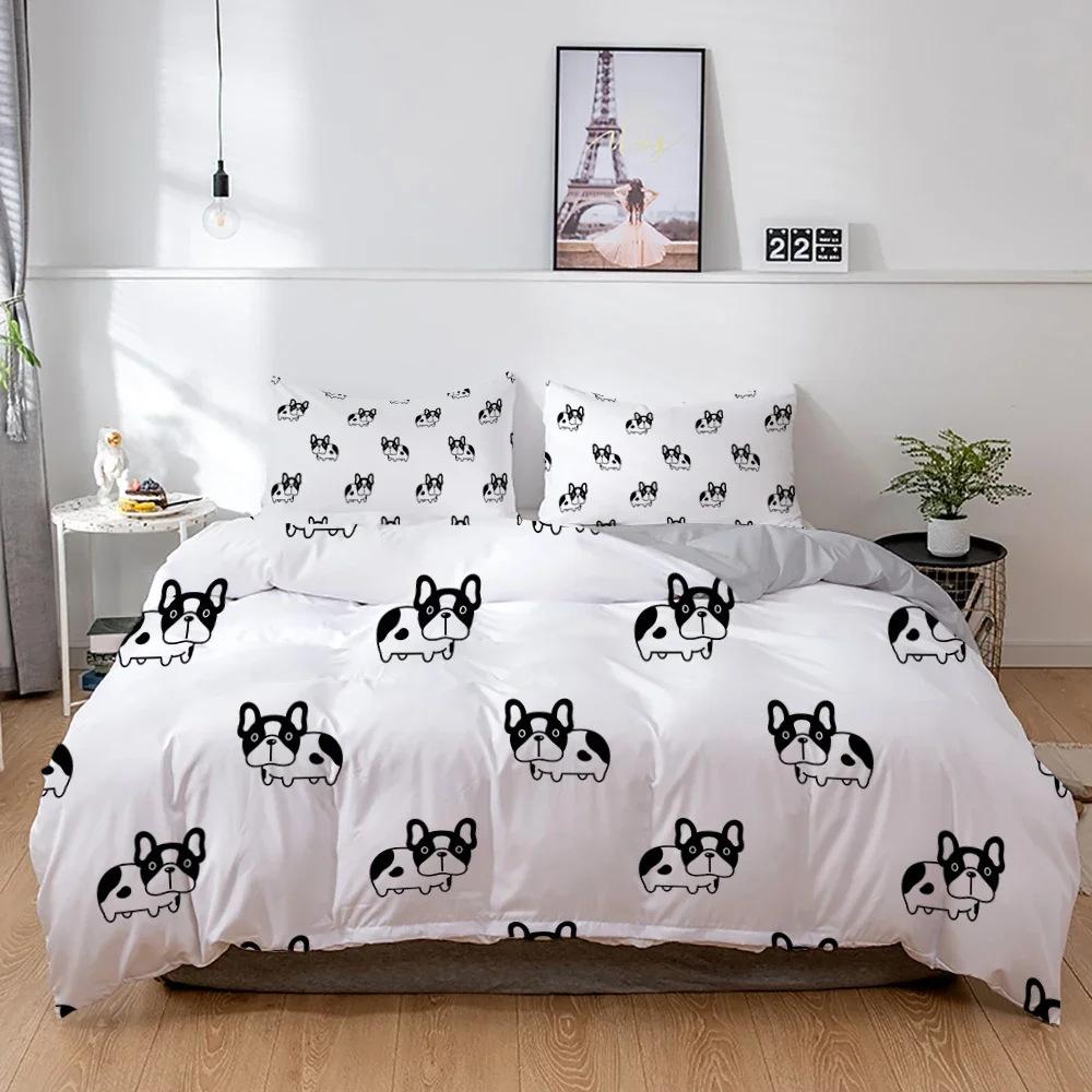 French Bulldog Bedding Set Children'S Cartoon Puppy Three-Piece 3D Digital Printing