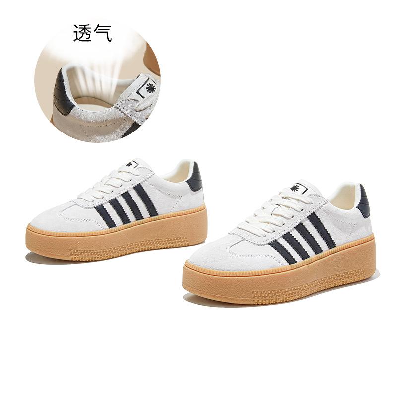

Leather German training shoes women s spring new platform sports Forrest Gump shoes trendy cool women s shoes casual versatile shoes children 35 бежевый