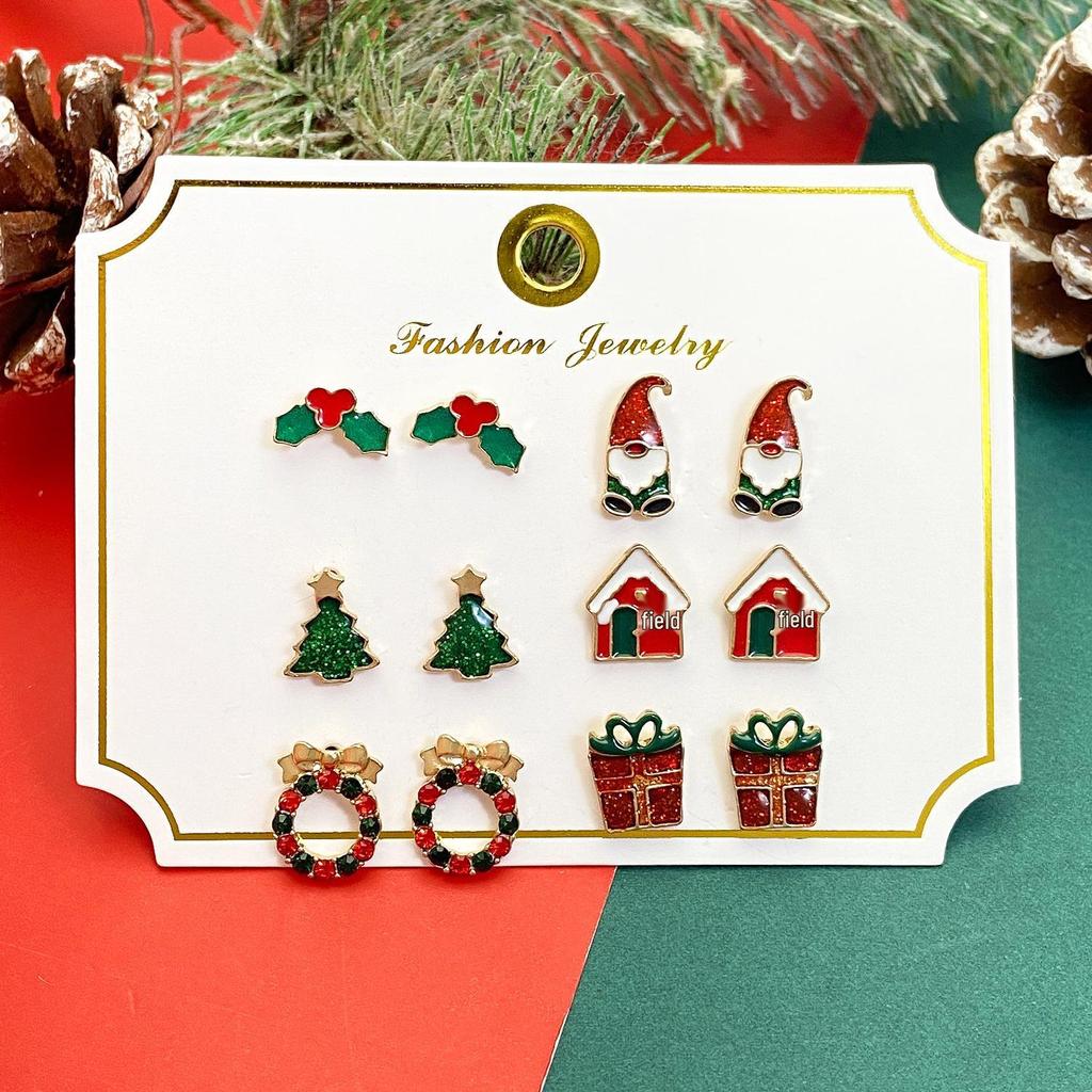 Christmas Series Stud Earrings - Tree, Gloves, Reindeer & Snowman Designs for Women