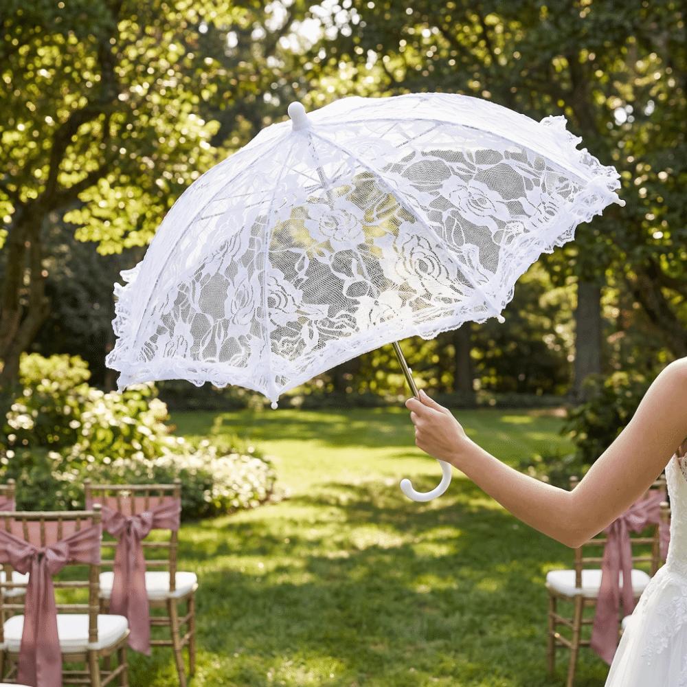 Mesh Flower Mini Bridal Umbrella Hollowed Out Wedding Decoration Props  Wedding Party Supplies