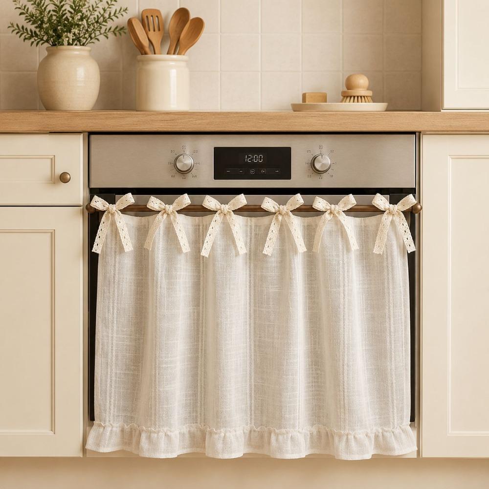 Pastoral Style Kitchen Stove Cover Skirt Handmade Stove Decor Valance Cabinet Curtain Small Window