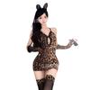 Leopard print nightdress hot hip skirt sexy lingerie sexy pure lace temptation no-take uniform suit