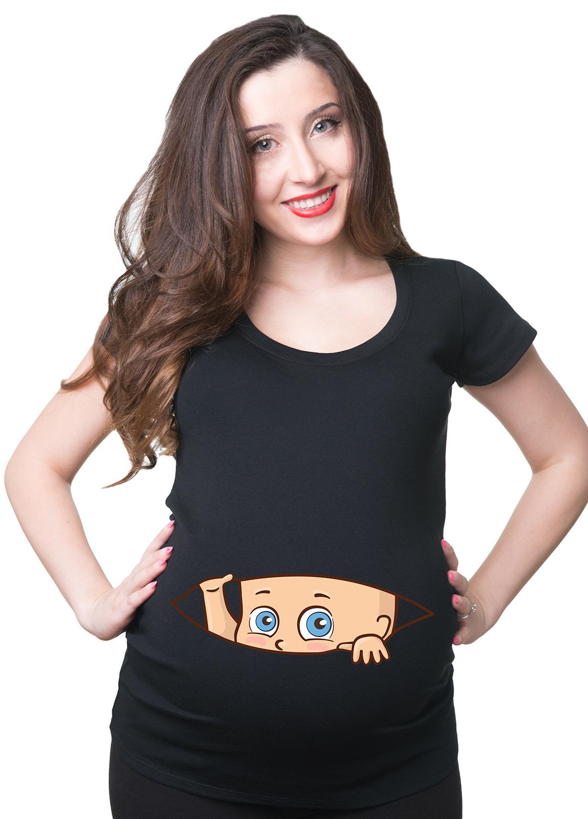 Peeking Baby Maternity T-shirt Pregnancy Tee shirt Gift Tee baby shower Tee Top L